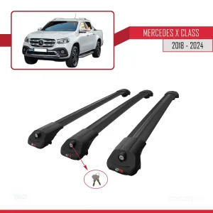 Mercedes X Class 2018 ve Sonrası ile uyumlu ACE-1 Ara Atkı Tavan Barı SİYAH 3 ADET BAR thumb 4