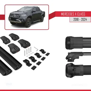 Mercedes X Class 2018 ve Sonrası ile uyumlu ACE-1 Ara Atkı Tavan Barı SİYAH thumb 5