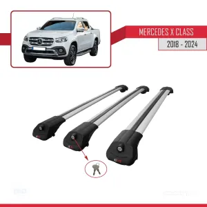 Mercedes X Class 2018 ve Sonrası ile uyumlu ACE-1 Ara Atkı Tavan Barı GRİ 3 ADET BAR thumb 4
