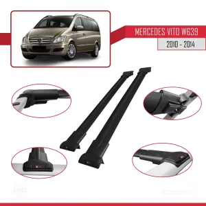 Mercedes Vito (W639) 2010-2014 Arası ile uyumlu FLY Model Ara Atkı Tavan Barı SİYAH thumb 5