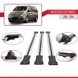 Mercedes Vito (W639) 2010-2014 Arası ile uyumlu FLY Model Ara Atkı Tavan Barı GRİ 3 ADET BAR thumb 5