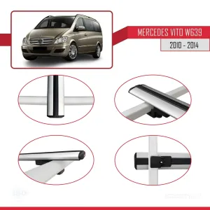 Mercedes Vito (W639) 2010-2014 Arası ile uyumlu Basic Model Ara Atkı Tavan Barı GRİ 3 ADET thumb 4