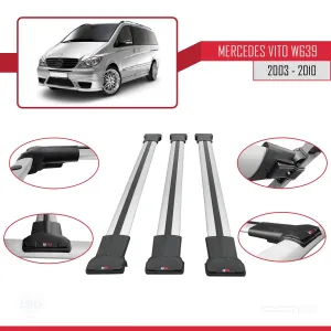 Mercedes Vito (W639) 2003-2010 Arası ile uyumlu FLY Model Ara Atkı Tavan Barı GRİ 3 ADET BAR thumb 5