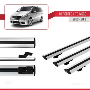 Mercedes Vito (W639) 2003-2010 Arası ile uyumlu Basic Model Ara Atkı Tavan Barı GRİ 3 ADET thumb 3