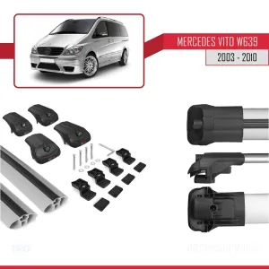 Mercedes Vito (W639) 2003-2010 Arası ile uyumlu ACE-1 Ara Atkı Tavan Barı GRİ thumb 5