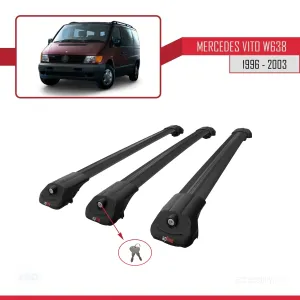 Mercedes Vito (W638) 1996-2003 Arası ile uyumlu ACE-1 Ara Atkı Tavan Barı SİYAH 3 ADET BAR thumb 4
