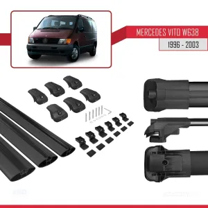 Mercedes Vito (W638) 1996-2003 Arası ile uyumlu ACE-1 Ara Atkı Tavan Barı SİYAH 3 ADET BAR thumb 5