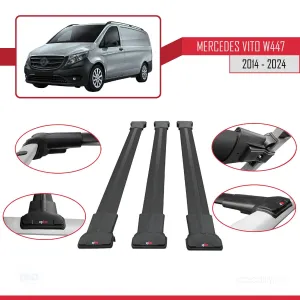 Mercedes Vito (W447) 2014 ve Sonrası ile uyumlu FLY Model Ara Atkı Tavan Barı SİYAH 3 ADET BAR thumb 5