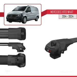 Mercedes Vito (W447) 2014 ve Sonrası ile uyumlu ACE-1 Ara Atkı Tavan Barı SİYAH 4 ADET BAR thumb 5