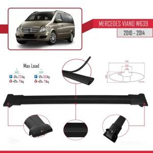 Mercedes Viano 2010-2014 Arası ile uyumlu FLY Model Ara Atkı Tavan Barı SİYAH 3 ADET BAR thumb 4