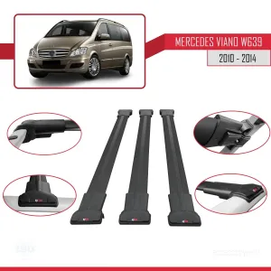 Mercedes Viano 2010-2014 Arası ile uyumlu FLY Model Ara Atkı Tavan Barı SİYAH 3 ADET BAR thumb 5