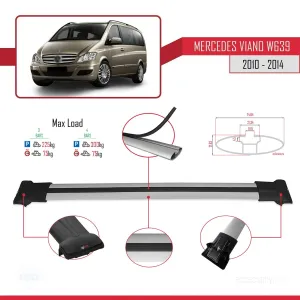 Mercedes Viano 2010-2014 Arası ile uyumlu FLY Model Ara Atkı Tavan Barı GRİ 4 ADET BAR thumb 4