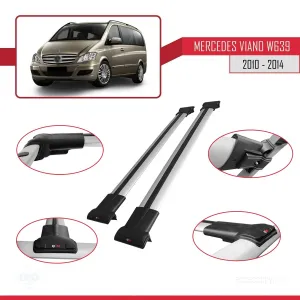 Mercedes Viano 2010-2014 Arası ile uyumlu FLY Model Ara Atkı Tavan Barı GRİ thumb 5