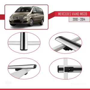 Mercedes Viano 2010-2014 Arası ile uyumlu Basic Model Ara Atkı Tavan Barı GRİ 3 ADET thumb 4