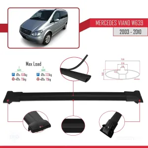 Mercedes Viano 2003-2010 Arası ile uyumlu FLY Model Ara Atkı Tavan Barı SİYAH thumb 4