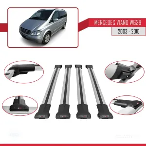 Mercedes Viano 2003-2010 Arası ile uyumlu FLY Model Ara Atkı Tavan Barı GRİ 4 ADET BAR thumb 5