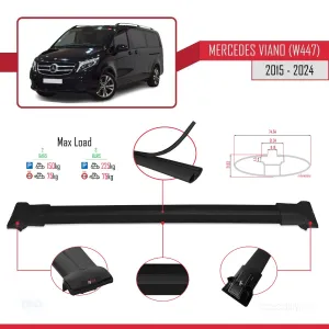 Mercedes Viano (W447) 2015 ve Sonrası ile Uyumlu FLY Model Ara Atkı Tavan Barı SİYAH thumb 4