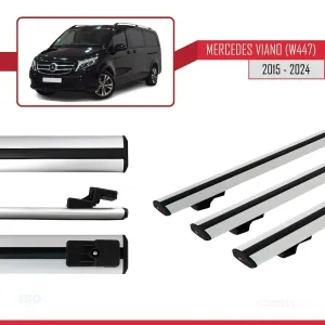 Mercedes Viano (W447) 2015 ve Sonrası ile uyumlu Basic Model Ara Atkı Tavan Barı GRİ 3 ADET thumb 5