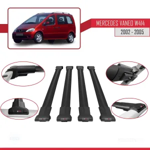 Mercedes Vaneo (W414) 2002-2005 Arası ile uyumlu FLY Model Ara Atkı Tavan Barı SİYAH 4 ADET BAR thumb 5