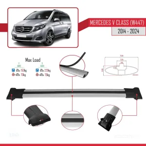 Mercedes V Class W447 2014 ve Sonrası ile Uyumlu FLY Model Ara Atkı Tavan Barı GRİ thumb 4