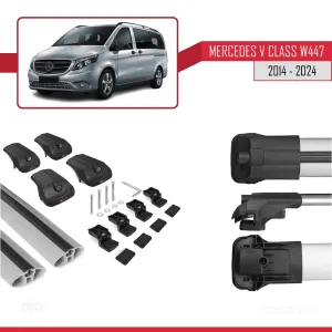 Mercedes V Class W447 2014 ve Sonrası ile uyumlu ACE-1 Ara Atkı Tavan Barı GRİ thumb 5