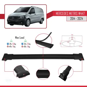 Mercedes Metris (W447) 2014 ve Sonrası ile Uyumlu FLY Model Ara Atkı Tavan Barı SİYAH thumb 4