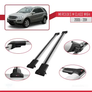 Mercedes M Class (W164) 2005-2011 Arası ile uyumlu FLY Model Ara Atkı Tavan Barı GRİ thumb 5