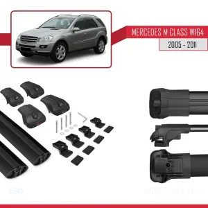 Mercedes M Class (W164) 2005-2011 Arası ile uyumlu ACE-1 Ara Atkı Tavan Barı SİYAH thumb 5