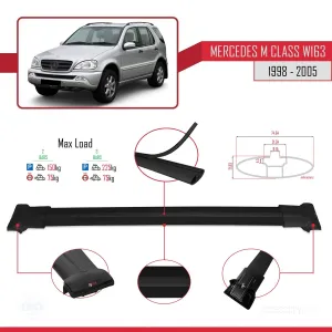 Mercedes M Class (W163) 1998-2005 Arası ile uyumlu FLY Model Ara Atkı Tavan Barı SİYAH thumb 4