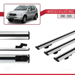Mercedes M Class (W163) 1998-2005 Arası ile uyumlu Basic Model Ara Atkı Tavan Barı GRİ 3 ADET thumb 3