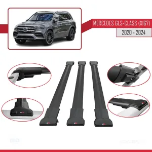Mercedes GLS-Class (X167) 2020 ve Sonrası ile Uyumlu FLY Model Ara Atkı Tavan Barı SİYAH 3 ADET BAR thumb 5