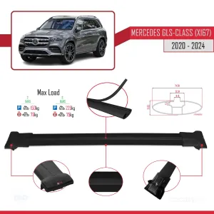 Mercedes GLS-Class (X167) 2020 ve Sonrası ile Uyumlu FLY Model Ara Atkı Tavan Barı SİYAH thumb 4