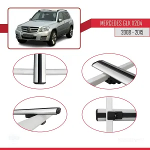 Mercedes GLK Class (X204) 2008-2015 Arası ile uyumlu Basic Model Ara Atkı Tavan Barı GRİ 3 ADET thumb 4