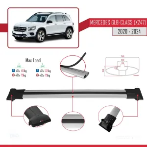 Mercedes GLB-Class (X247) 2020 ve Sonrası ile Uyumlu FLY Model Ara Atkı Tavan Barı GRİ thumb 4