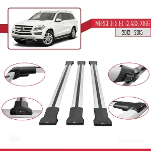 Mercedes GL Class (X166) 2012-2015 Arası ile Uyumlu FLY Model Ara Atkı Tavan Barı GRİ 3 ADET BAR thumb 5