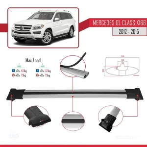 Mercedes GL Class (X166) 2012-2015 Arası ile uyumlu FLY Model Ara Atkı Tavan Barı GRİ thumb 4