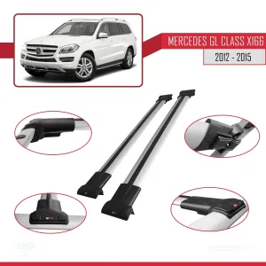 Mercedes GL Class (X166) 2012-2015 Arası ile uyumlu FLY Model Ara Atkı Tavan Barı GRİ thumb 5