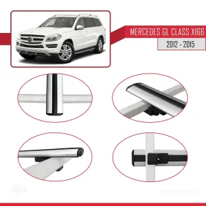 Mercedes GL Class (X166) 2012-2015 Arası ile uyumlu Basic Model Ara Atkı Tavan Barı GRİ 3 ADET thumb 4