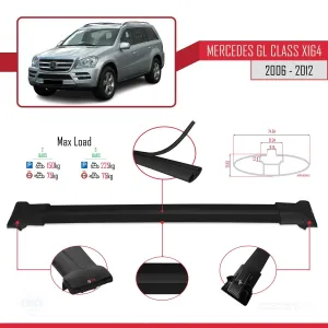 Mercedes GL Class (X164) 2006-2012 Arası ile uyumlu FLY Model Ara Atkı Tavan Barı SİYAH thumb 4