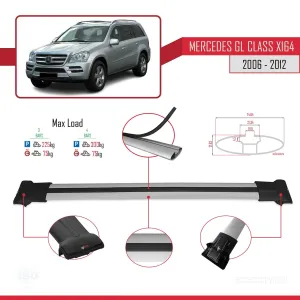 Mercedes GL Class (X164) 2006-2012 Arası ile Uyumlu FLY Model Ara Atkı Tavan Barı GRİ 3 ADET BAR thumb 4