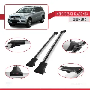 Mercedes GL Class (X164) 2006-2012 Arası ile uyumlu FLY Model Ara Atkı Tavan Barı GRİ thumb 5