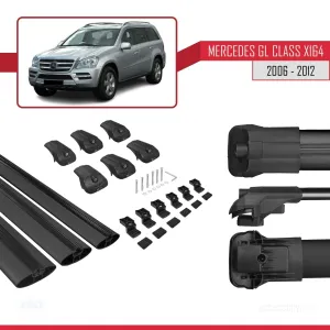 Mercedes GL Class (X164) 2006-2012 Arası ile uyumlu ACE-1 Ara Atkı Tavan Barı SİYAH 3 ADET BAR thumb 5