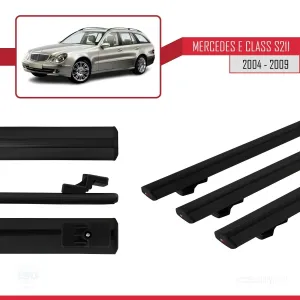 Mercedes E Class S211 2004-2009 Arası ile uyumlu Basic Model Ara Atkı Tavan Barı SİYAH 3 ADET thumb 3