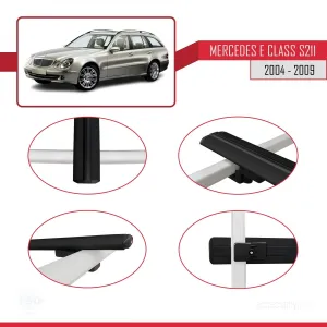 Mercedes E Class S211 2004-2009 Arası ile uyumlu Basic Model Ara Atkı Tavan Barı SİYAH 3 ADET thumb 4