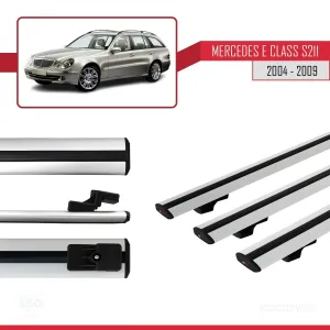 Mercedes E Class S211 2004-2009 Arası ile uyumlu Basic Model Ara Atkı Tavan Barı GRİ 3 ADET thumb 3