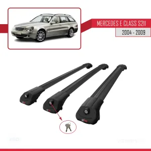 Mercedes E Class S211 2004-2009 Arası ile uyumlu ACE-1 Ara Atkı Tavan Barı SİYAH 3 ADET BAR thumb 4