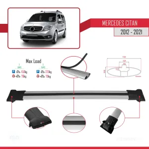 Mercedes Citan 2012-2021 Arası ile Uyumlu FLY Model Ara Atkı Tavan Barı GRİ thumb 4