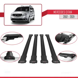 Mercedes Citan 2012-2021 (W415) Arası ile uyumlu FLY Model Ara Atkı Tavan Barı SİYAH 4 ADET BAR thumb 5