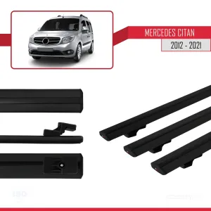 Mercedes Citan 2012-2021 (W415) Arası ile uyumlu Basic Model Ara Atkı Tavan Barı SİYAH 3 ADET thumb 3