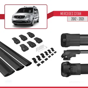 Mercedes Citan 2012-2021 (W415) Arası ile uyumlu ACE-1 Ara Atkı Tavan Barı SİYAH 3 ADET BAR thumb 5